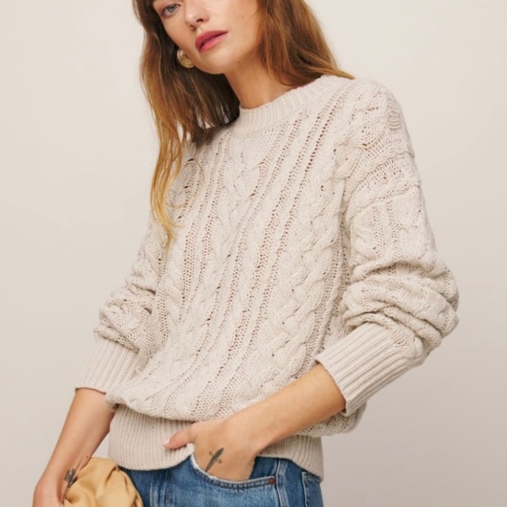 Reformation Cream Cable Knit Sweater